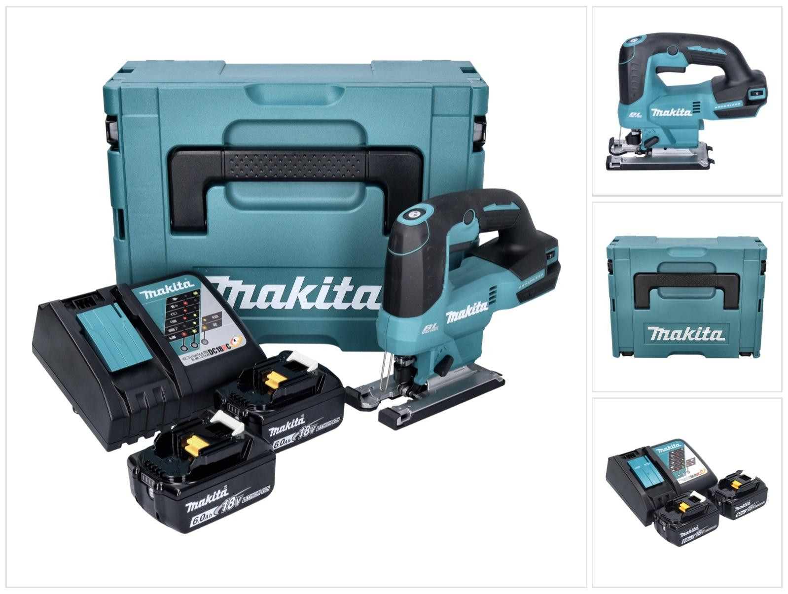Makita DJV 184 RGJ accu pendelzaag 18 V borstelloos met 2x 6,0 Ah accu en oplader en Makpac