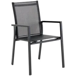 Gartenstuhl Avanti mit Armlehne aus Aluminium und Textilene, modern, schwarz, pflegeleicht