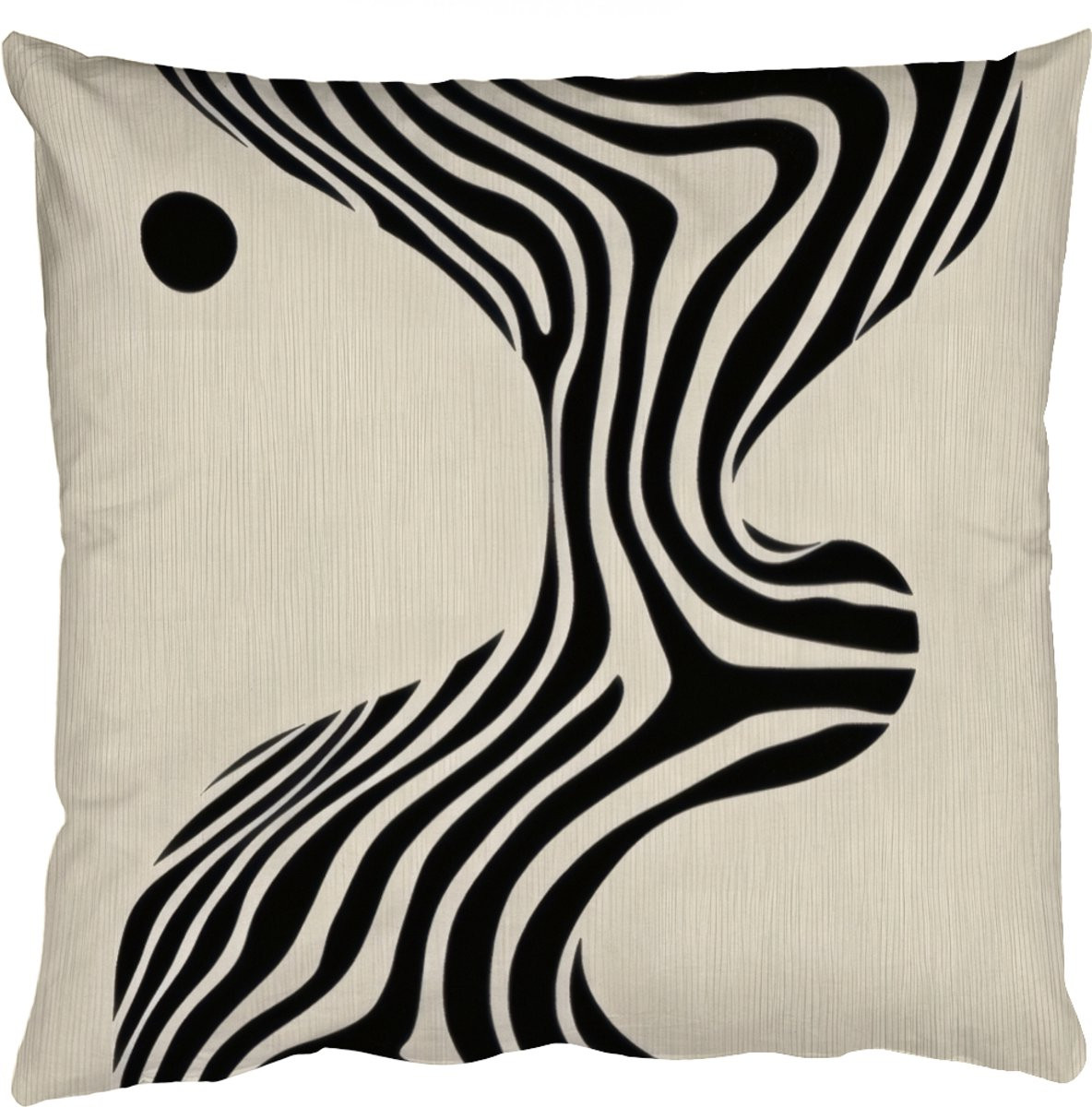 PillowMonkey Sierkussen Beige met Abstract Lijnen en Golvend Patroon - 40 x 40 cm