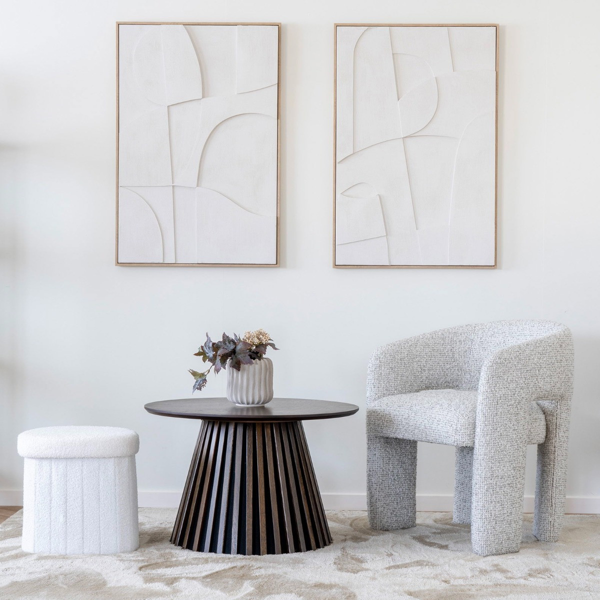 House Nordic Eetkamerstoel Monroe met armleuningen - Polyester - Naturel