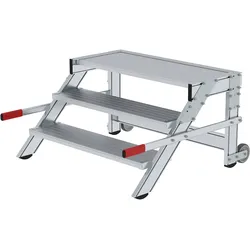 Munk Arbeitspodest fahrbar, Stufenbreite 1000 mm, Aluminium geriffelt - 050020