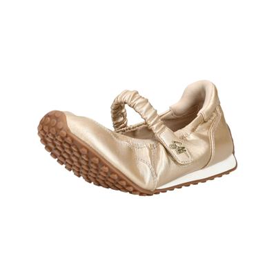 Riemchenballerina STEVE MADDEN "STEVE MADDEN Ballerinas Lederimitat", Damen, Gr. 37, gold, Lederimitat, Schuhe Riemchenballerina