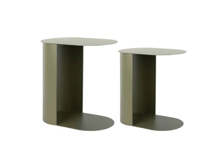 Karlsson Beistelltischset Riqueza, Grün, Metall, 2-teilig, rund, 30x48x45 cm, Wohnzimmer, Wohnzimmertische, Satztische