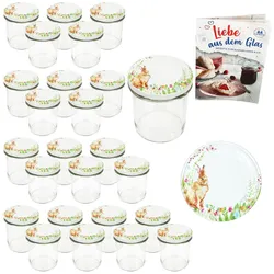 25er Set Sturzglas 350ml Einmachglas Osterfreude Deckel Ostern Hase Rezept-Heft