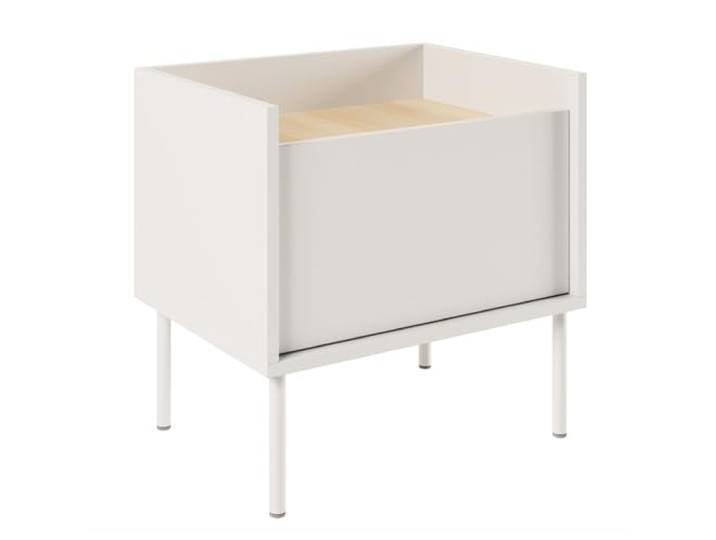 Selsey Nachttisch Weiß - 50 cm Nachtschrank mit Tür in Lindberg-Eiche - Moderner Nachttisch mit Metallfüßen - Robuste Laminierte Spanplatte, ABS-Kanten, Elegantes Design, Hergestellt in Polen