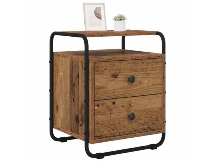 PUGYNBK Nachttisch, 2 Stück, aus technischem Holz Verzinkter Stahlrahmen, große Schubladen, matte Griffe, einfache Reinigung