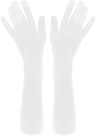 Satin-Handschuhe, weiß, 55 cm