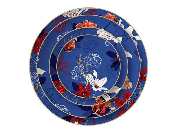 Quality Elegance Teller-Set Luxuriöses Blue Fragmenté Bone China Tellerset (4-tlg)