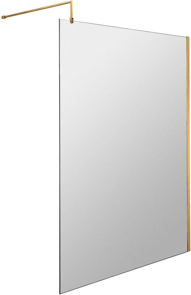 Nuie Brushed Brass Wetroom Screens 1950mm H Frameless Wet Room Glass Screens with Clear Glass Chrome 195cm H x 120cm W