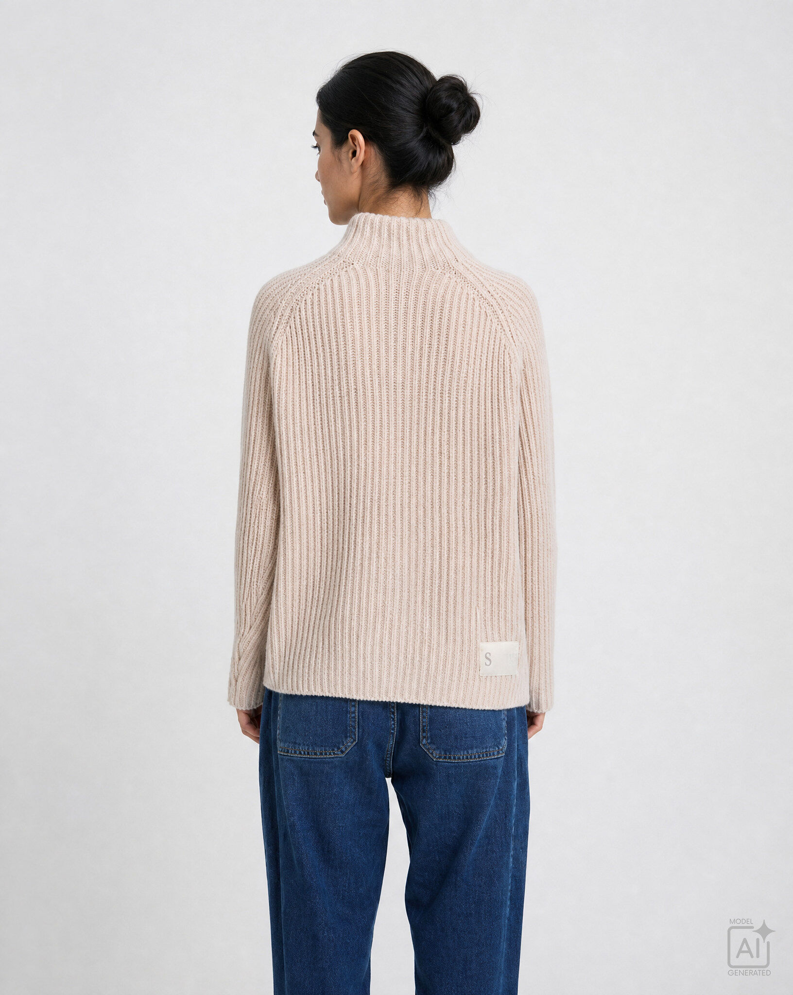 Wollpullover SMITH & SOUL, Damen, Gr. L, beige (powder rose print), Strick, Obermaterial: 100% Wolle, unifarben, hüftbedeckend, hoch geschlossener Ausschnitt, Pullover Wollpullover, mit Stehkragen