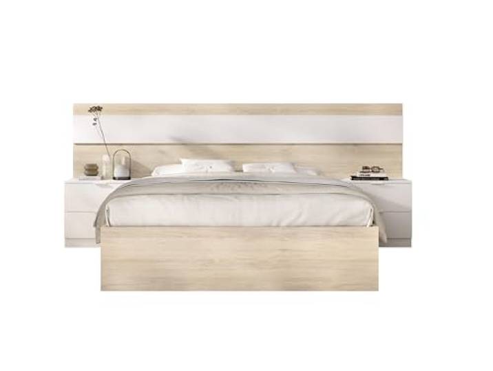 DEKIT GRUPO RIMOBEL Ausziehbett, Melamin, Natur/Weiß, 96 x 248 x 195,4 cm