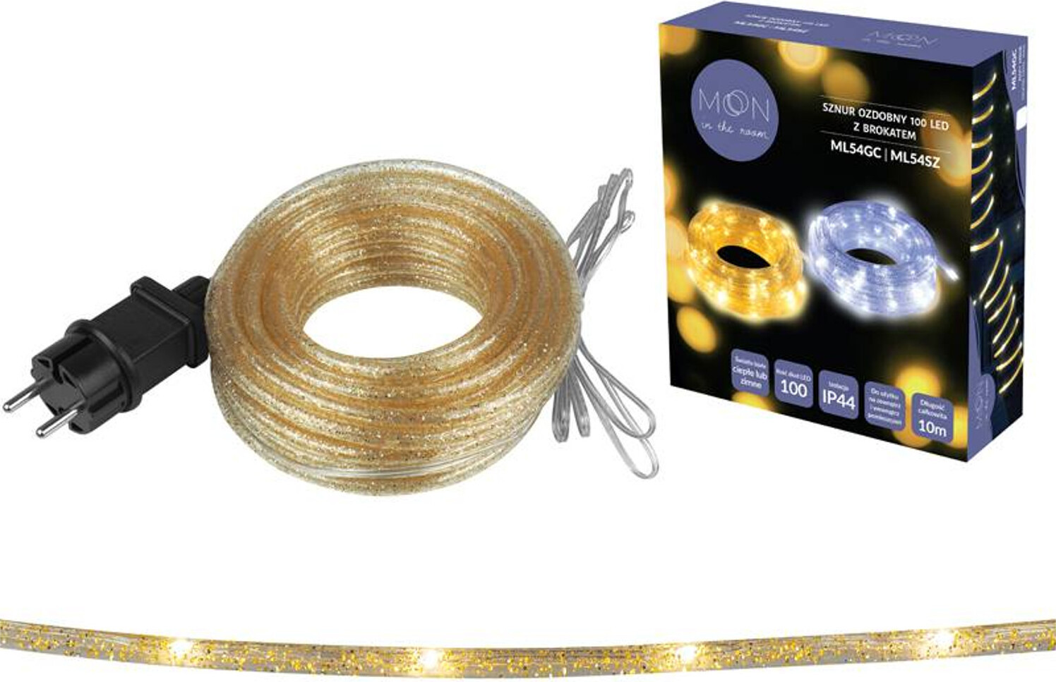 Moon In The Room Kerstverlichting met 100 LED's, Glinsterende Gouden Lampen, Warm Wit Licht