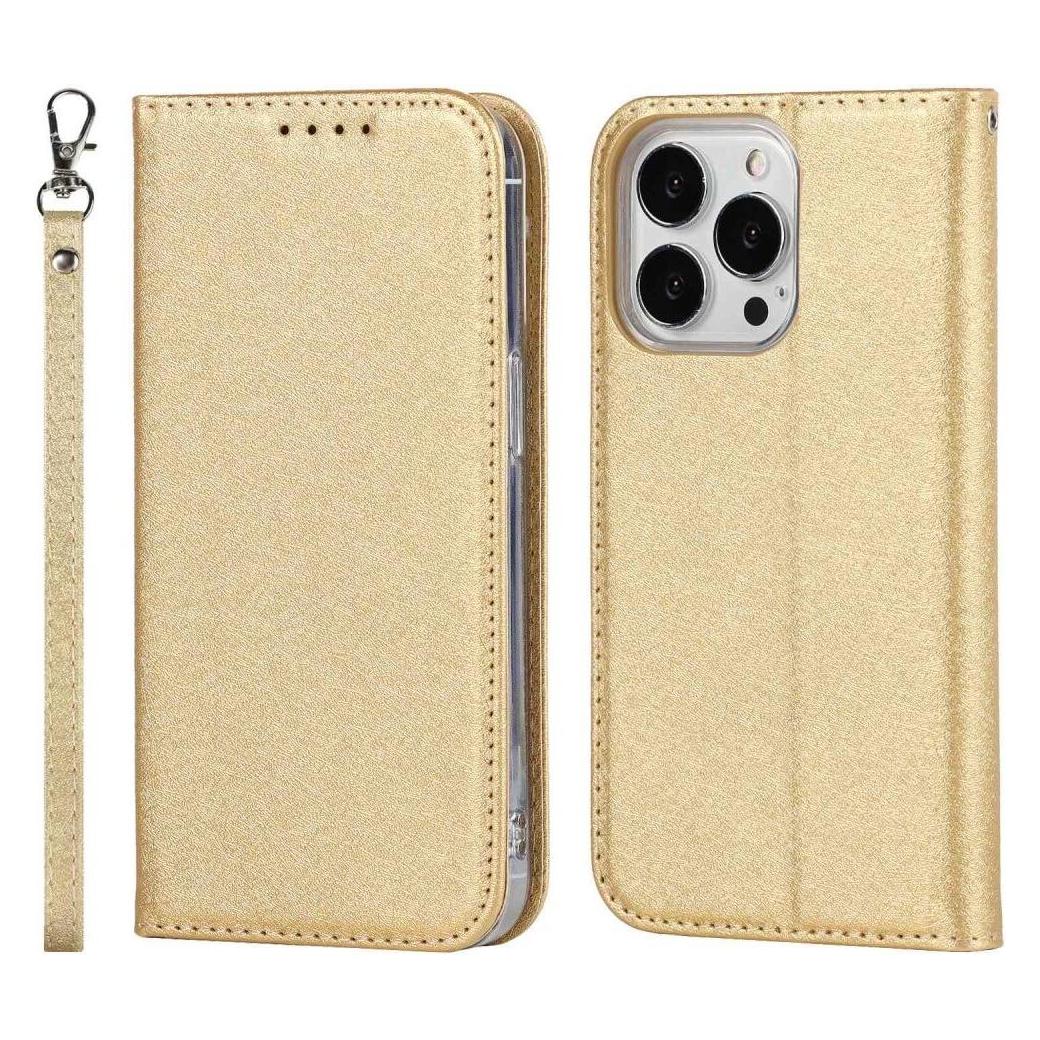 Cover-Discount iPhone 14 Pro - Silk Texture Flip Case gold (Apple iPhone 14 Pro) (660107770A)