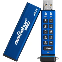 iStorage Datashur Pro (16 GB, USB-A), USB Stick, Schwarz, Blau