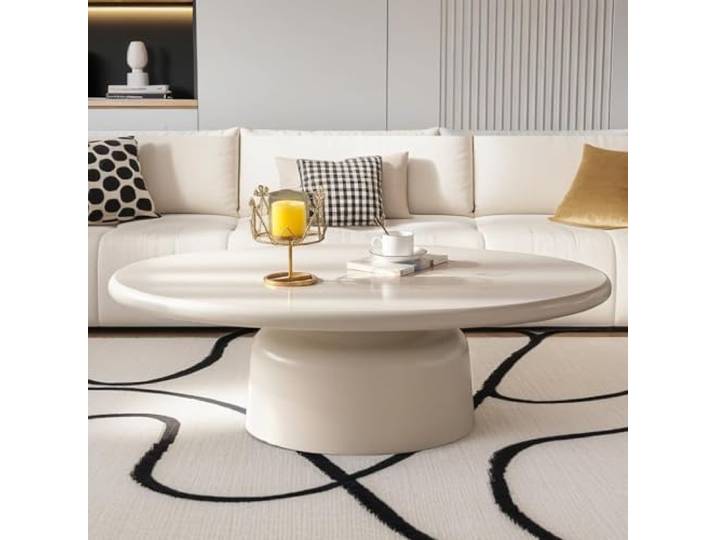 ZUOWENYG Wolkenförmiger Couchtisch Hochdichtfaserplatte (E Weiß) Unregelmäßiges Design, Modernes Wohnzimmer Möbe