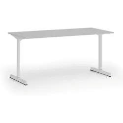 Bürotisch PRIMO BETA, 160x80 cm, weißes Metallgestell, grau