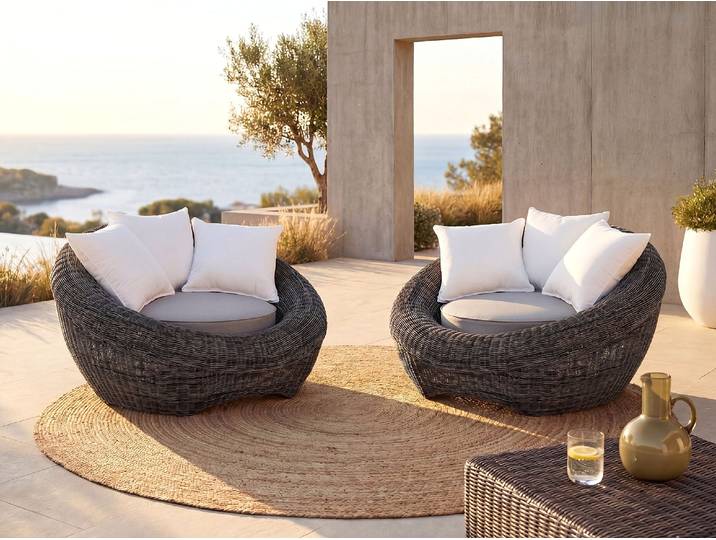 Gartensessel 2er-Set Polyrattan - Grau - WHITEHEAVEN von MYLIA