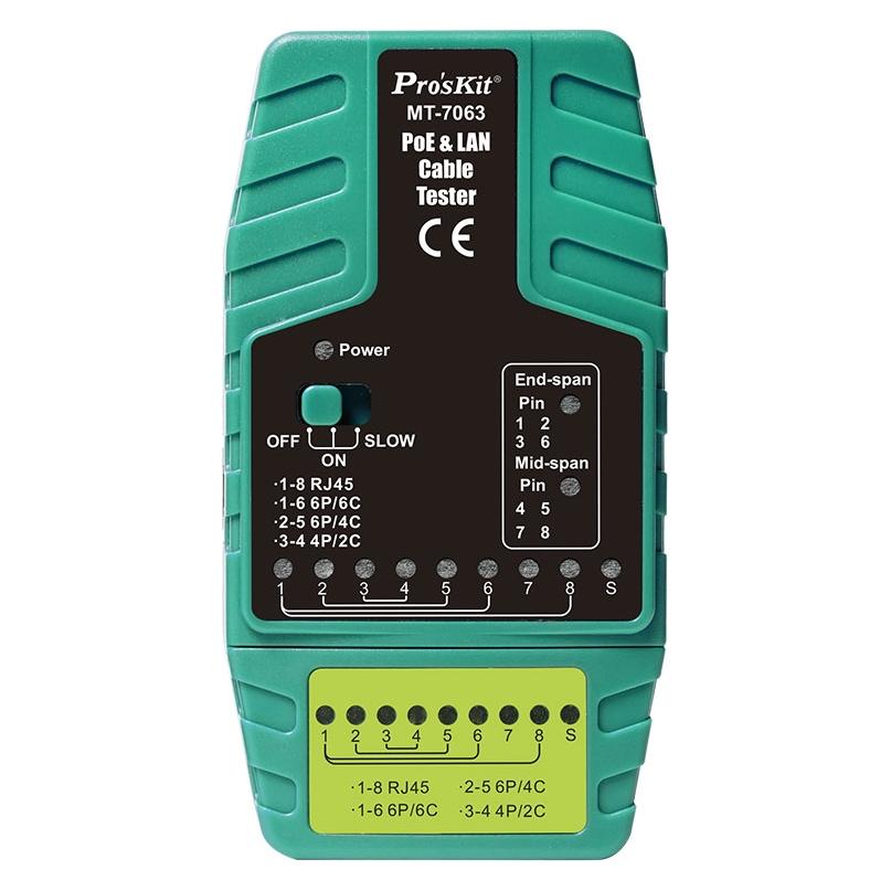 Prokits PoE & LAN Cable Tester, RJ11/RJ12/RJ45, Pros'sKIt (Kabeltester) (MT-7063)