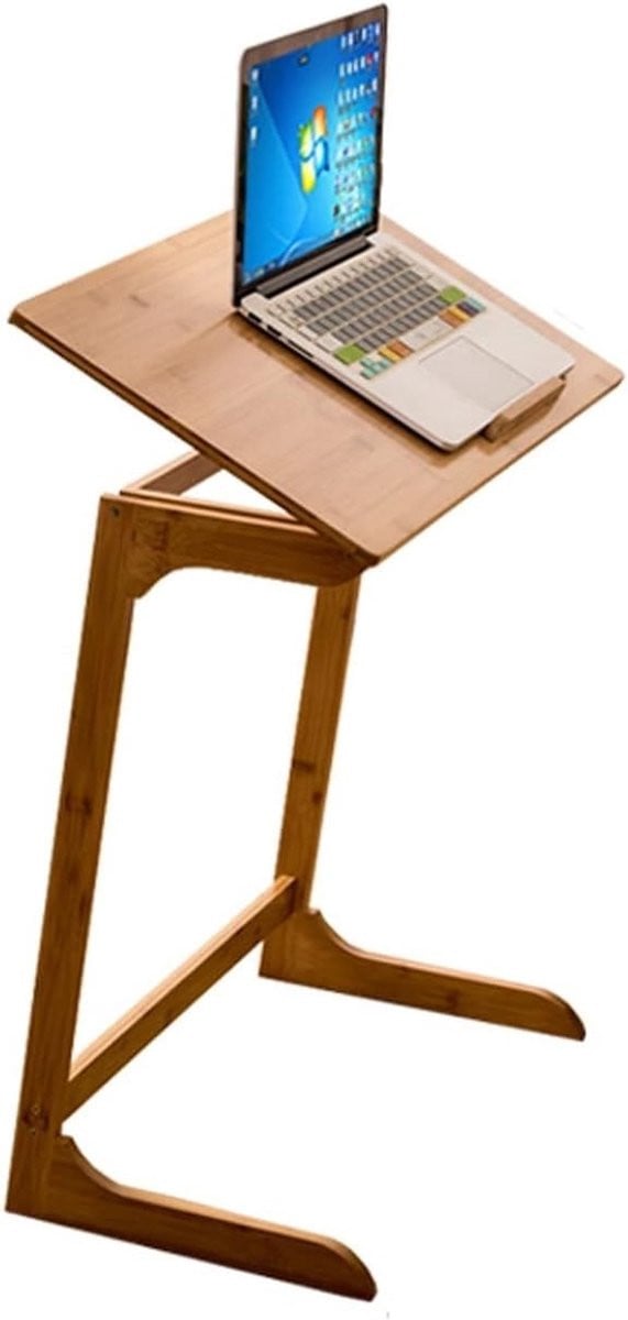 Verstelbaar computerbureau met kantelbaar blad in de kleur naturel