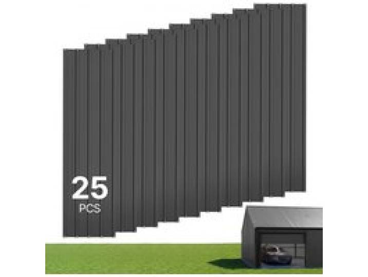 VEVOR 25er Trapezblech Set, 1540 x 426 mm Lackiertes Dachblech aus Verzinktem Stahl, Wetterfestes Profilblech mit Regenrillen, Wellplatten Schlagfest für Dach Schuppen Garage & Wandverkleidung, Grau