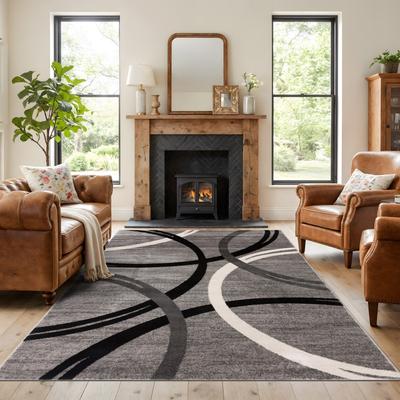 World Rug Gallery Contemporary Abstract Circles Design Area Rug