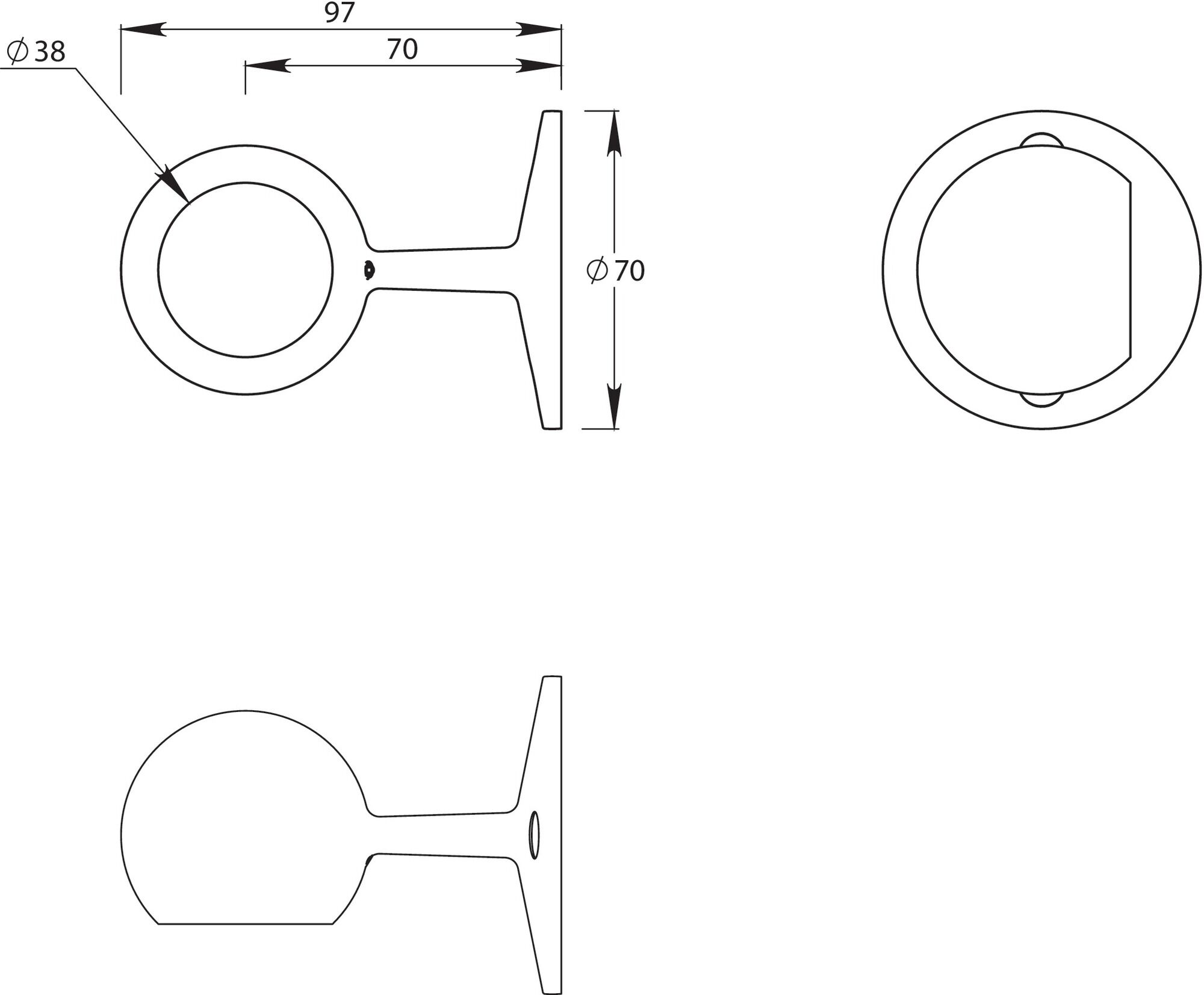 Support d'extrémité ref2308 inox satiné DUVAL 62-0620-2500