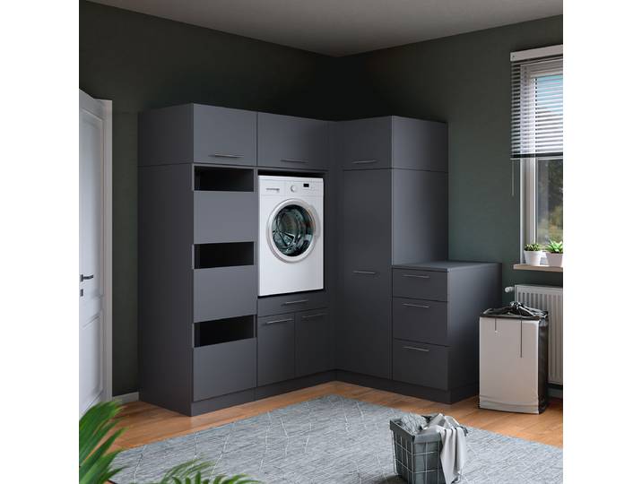 Meuble d'angle buanderie D 218 x 200cm Gris/Anthracite