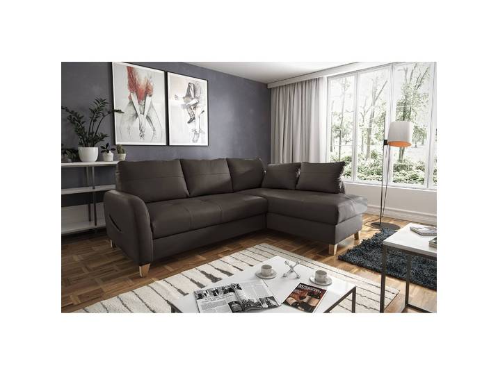 home24 Hoekbank Monserrat bruin/donkerbruin Body: kunstleer Zitoppervlak echt leer 227 x 82 x 170cm chaise longue vooraanzicht rechts geen functie