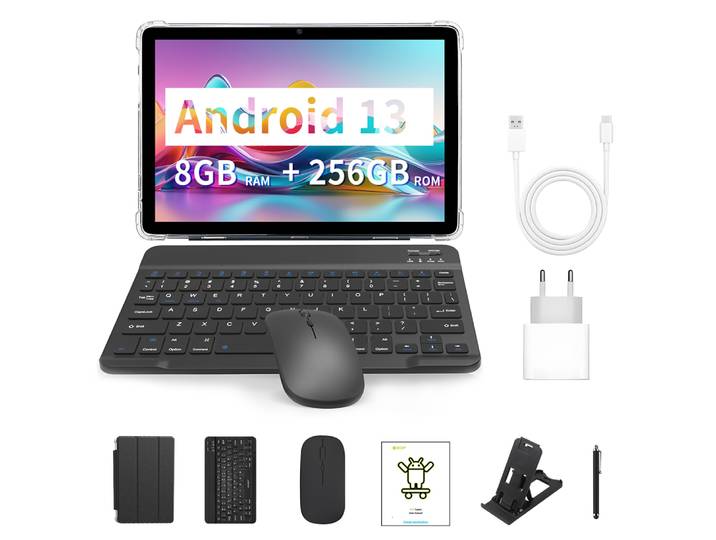 BDF tablette 10.1 pouces 4G Lte carte Sim Octa Core 8GB RAM 256GB ROM tablettes 2.4G/5G Wifi Android 13 carte Sim tablette PC