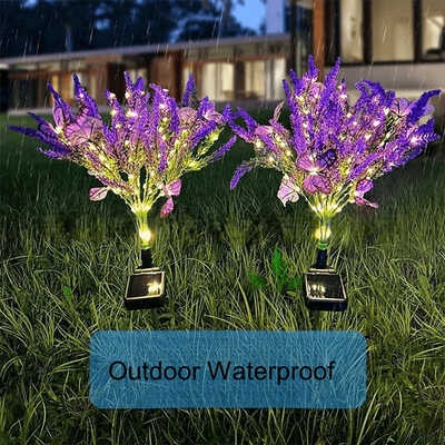 Inspire Essentials GardenGlow Lavender Butterfly Solar Stakes Yard Lights 2pcs