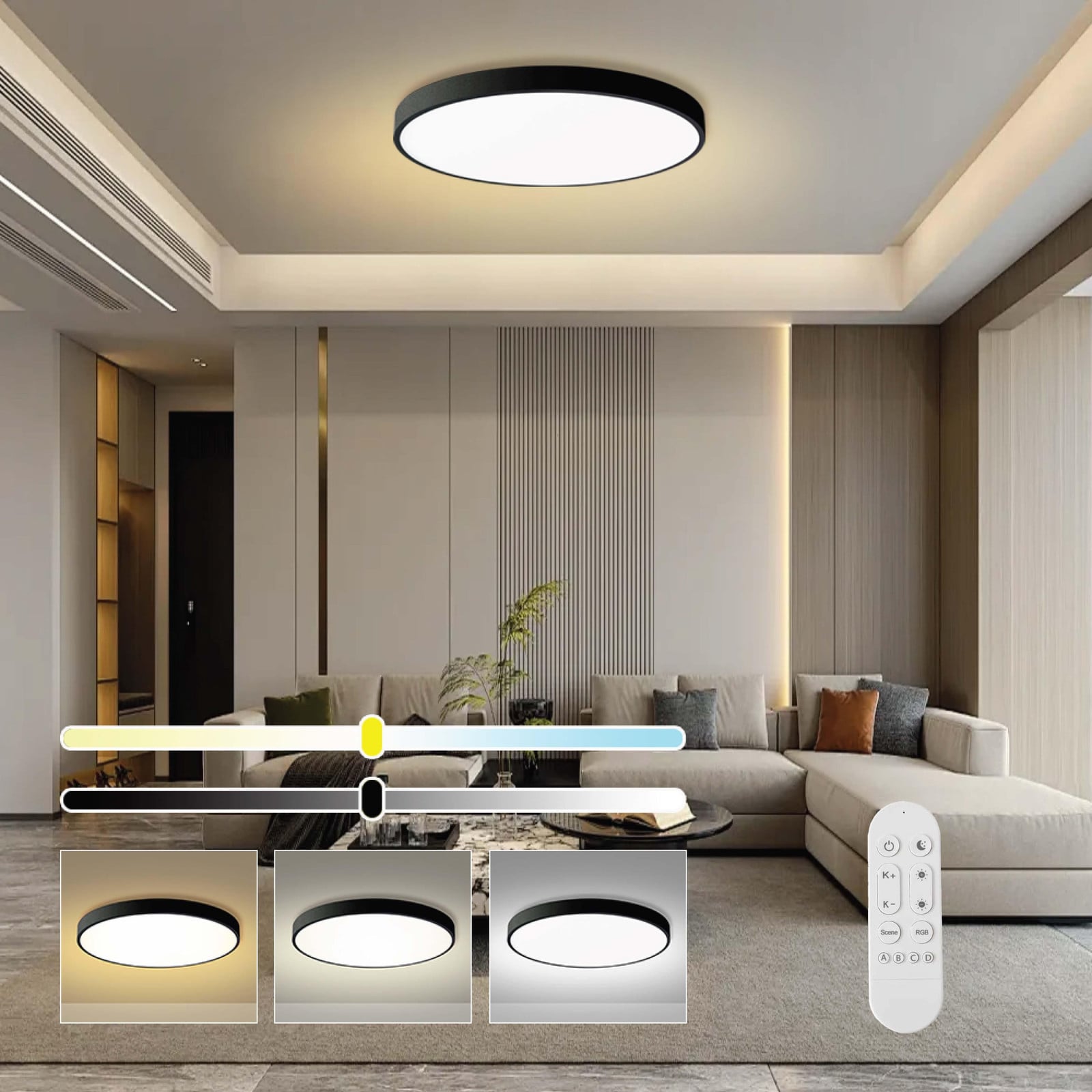 Immax NEO LITE SEMPLICI slimme plafondlamp, Tuya WiFi, LED, zwart, 100 cm, 128W, 9088lm