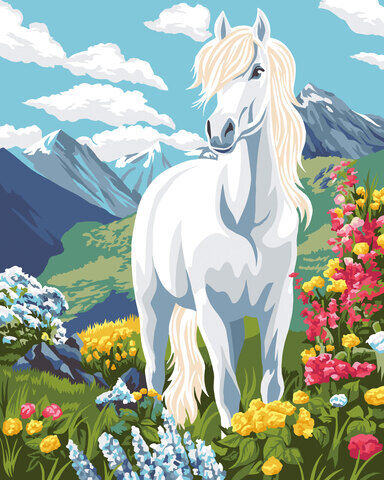 Malen nach Zahlen "Weißes Pferd", 30 x 40 cm