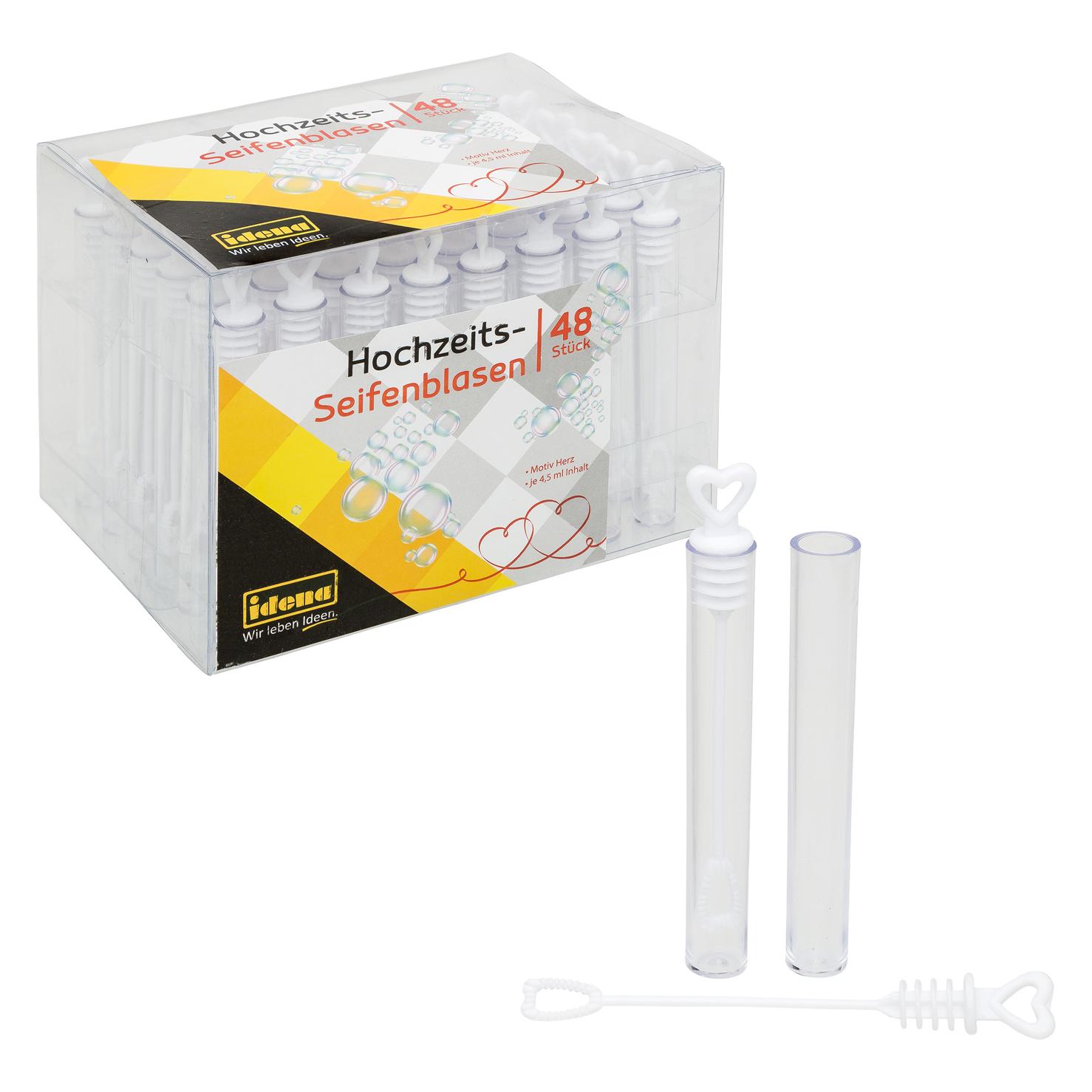 Idena Seifenblasen Stick mit Herzdeckel 4,5ml 48er (22658160)