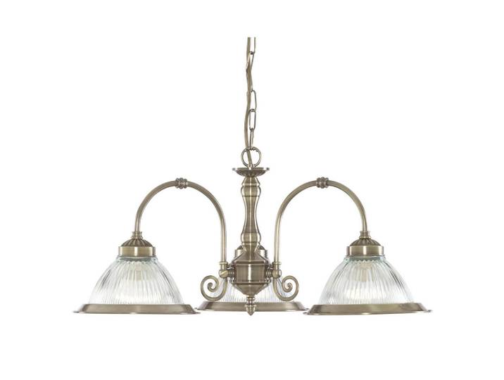 Hängeleuchte American Diner, Messingfarben, Metall, Glas, 82 cm, höhenverstellbar, Lampen & Leuchten, Innenbeleuchtung, Hängeleuchten, Pendelleuchten