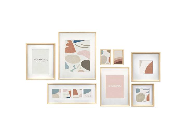 Giftdecor Bilderrahmen Mural 8er Set, Beige, Holz, 52.5x9.5x42.5 cm, Bilder & Rahmen, Bilderrahmen, Bilderrahmen-Collagen