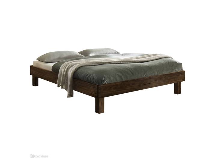Bettgestell, Massivholz Nussbaum, Braun, 180×200 cm, Modern, Hasena