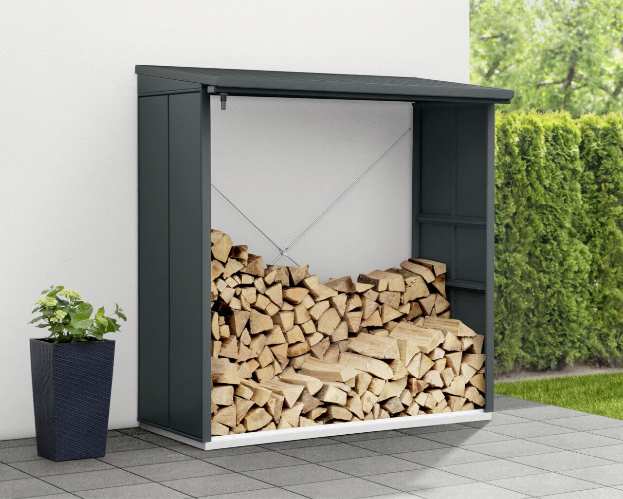 Ecostar Kaminholzregal Elegant-V Typ 2, anthrazitgrau, mit Verstrebung