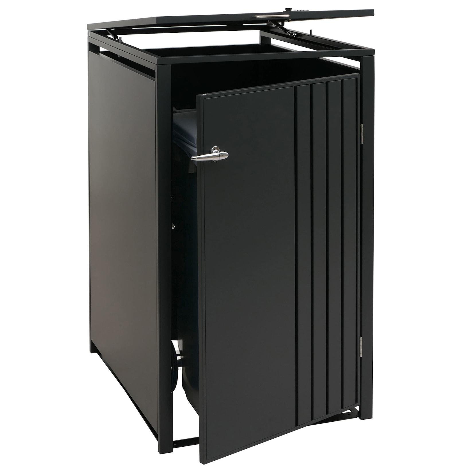 1er-Mülltonnenverkleidung MCW-O67, Mülltonnenbox mit Deckel, Metall 122x68x84cm 35kg ~ anthrazit