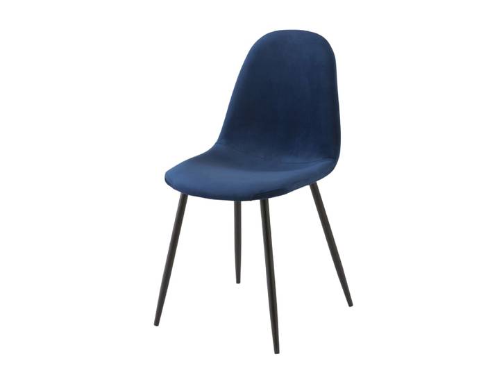 Skandinavischer Stuhl, blauer Samtbezug
