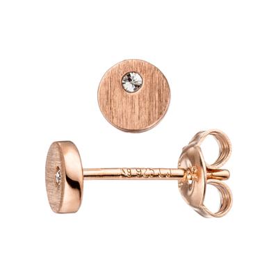 Paar Ohrstecker JOBO, rosa (roségoldfarben), Ohrringe, Damen, 5,5mm, Silber 925 (Sterlingsilber), rund 925 Silber roségold vergoldet mit Zirkonia