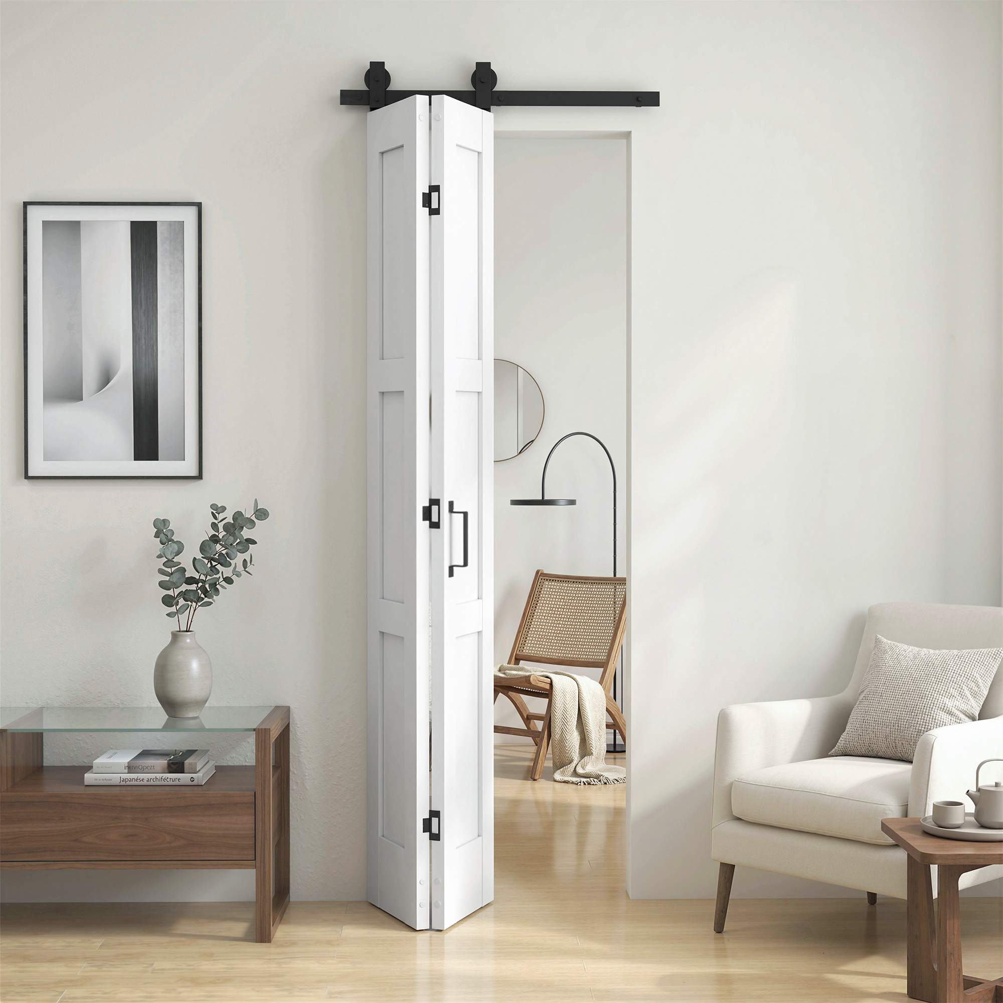 Homcom Porta 71x213cm, Stile Rustico, Kit Montaggio, Maniglia, Bianco Effetto Legno.   Aosom Italy