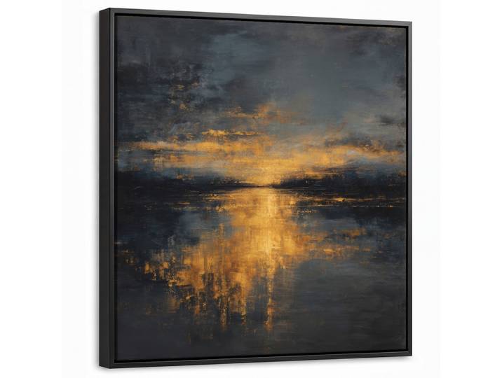 LEINWAND Bilder mit Rahmen - Goldene Reflexion auf dem Wasser - 50x50