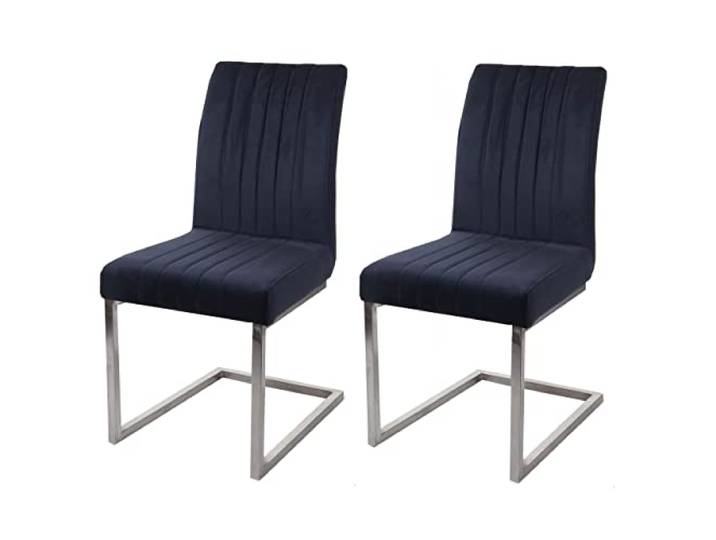 Mendler 2er-Set Freischwinger HWC-L14 Samt - anthrazit-blau