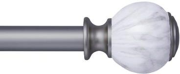 "Kenney® Khaleesi 1"" Premium Decorative Window Curtain Rod, 120-170"", Pewter"