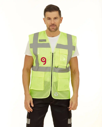Gilet Fluo Mesh Executive Giallo Alta Visibilità EN ISO20471 Personalizzate o neutre Yoko
