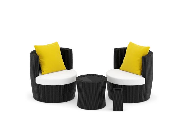 Gartenmöbel Set Rattan BROOKLYN stapelbar schwarz
