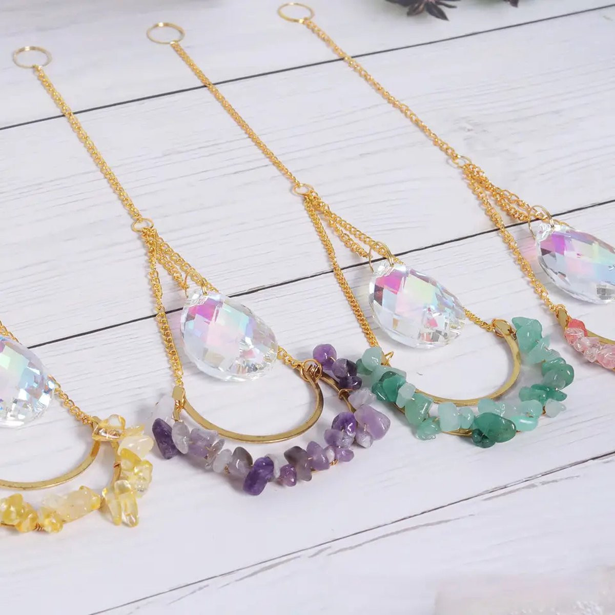 Wondersathome Suncatcher Amethist Edelsteen Druppel - Kristallen Zonnevanger voor Raamdecoratie