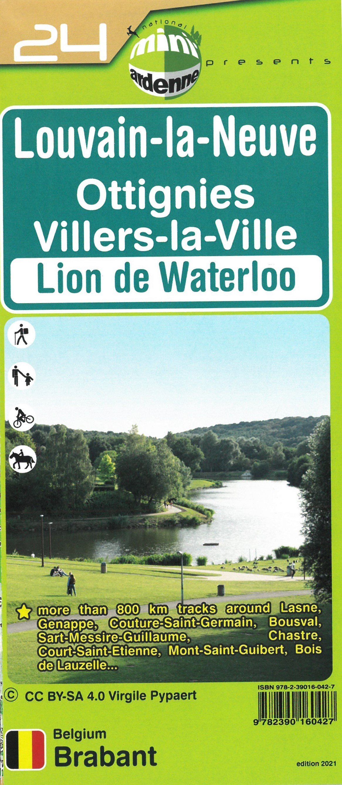 Carte de randonnée n° 24 - Louvain-la-Neuve, Ottignies, Villers-la-Ville, Lion de Waterloo   Mini Planet