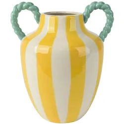 Decoris Vase Yellow Stripes 26cm - L/B/H ca. 21.20x17.80x26.00