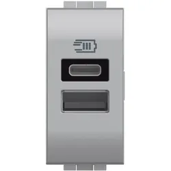 Legrand NT4191AC LivingLight USB-Ladesteckdose 1 Modul mit 1x USB-A und 1x USB-C, Farbe Tech